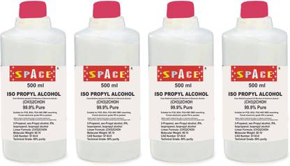 SPACE Isopropyl Alcohol 99% 2000ml Cleaner/Cleaning Solution to Clean Computer/Mobiles/Laptops/ LCD Monitors & Electronic Services -1X4 PACKS OF 500ML for Computers, Gaming, Laptops, Mobiles