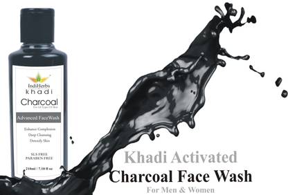 KHADI Activated Charcoal  for Remove Dead Skin Cells SLS & Paraben Free  (200 ml) Face Wash