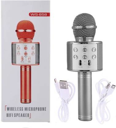 F FERONS WS-858 Mic Wireless/wire Handheld Bluetooth Mic with Speaker (Bluetooth Speaker) Audio Recording and Karaoke Feature & Bluetooth Connection MOBILE/LAPTOP/PC Microphone
