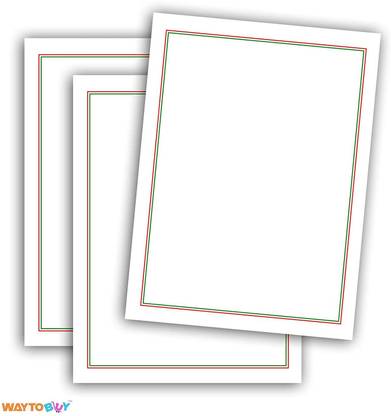 WAYTOBUY One Side Double Line Red and Green Border Unruled Assignment Or Project Paper for Students (70 GSM, BRUNRLDPRAS) Unruled A4 Size 70 gsm A4 paper