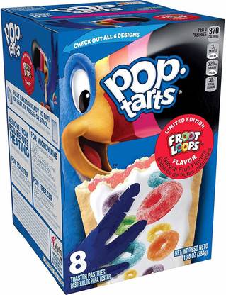 Kellogg's Pop Tarts Froot Loops Flavor 1-Box 8 Toaster Pastries, 384g Box