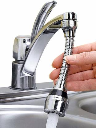 खिज़ा Turbo Flex 360 Degree Rotation Bubbler Saving Water Faucet Stainless Steel tap Extension, Filter Shower Head Nozzle Adapter, Silver, Chrome Finish नॉज़ल वाली टोंटी नल