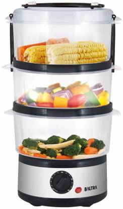 Baltra 3 Layer Vegetable Food Steamer Fast Heat-Up Timing, Automatic Shut Off, Appointment Electric Pot Cooker Food Steamer