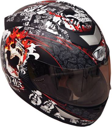 THH HELMETS TS-41 Ghost Rider Full Face Single Shield Helmet (Black, Matt, Large) Motorbike Helmet