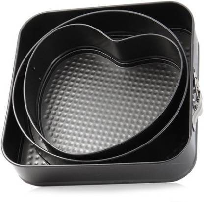 SARDAR CREATION Set Of 3 Circle, Square And Heart Shape Spring Form Cake Tin Full Cake Maker Cake Maker