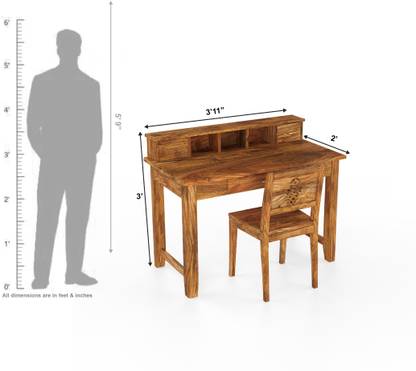 BARZISN Solid Sheesham Wood Study Table For Bed Room , Study Room , Office , Solid Wood Study Table
