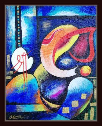 Adizya Vignesh,Ganesh painting Canvas 20.5 inch x 16 inch Painting