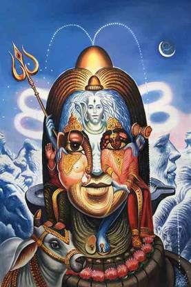 British Terminal Lord Mahadev | Mahakal | Bholenath | Shiva Religious Painting Poster Waterproof Vinyl Sticker for Home Decor || (24X18 inches) can1372-2 Fine Art Print