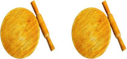 Wonder Star Kids Baby Miniature Handmade Wooden Chakla Belan Set/ Roti Maker toy/ Rolling Pin and Board Small Size for play (2 Pcs Combo)