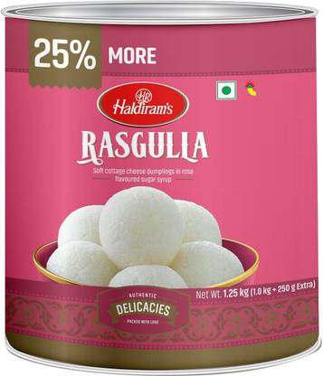 Haldiram's RASGULLA 1.25 Kg TIN PACK 1 PCS Tin