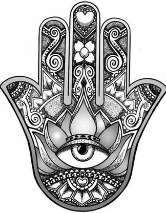 voorkoms hand of fatima drawing tattoo Men and Women Waterproof Temporary Tattoo