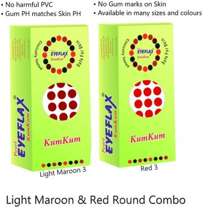 PEARL EYEFLAX Kumkum Round Bindi Combo of Light Maroon & Red (15 Flaps each box) Forehead Maroon, Red Bindis