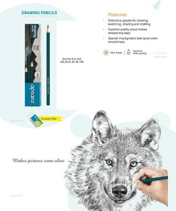 APSARA Assorted Drawing Pencils (HB-2B-4B-6B-8B-10B) Pencil