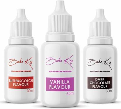 Bake King Pack of 3 Butterscotch, Chocolate and Vanilla Flavour Food Essence 30ML Each Butterscotch Liquid Food Essence