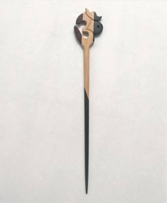 Jain Export Om carved wooden Hairstick for women and girls Bun Stick