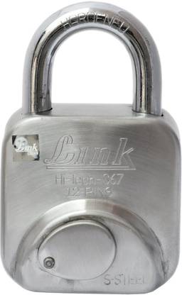 Link O lock Hi-Tech-S67 Stainless Steel Hardened Lock 12 Pins (Silver) Padlock