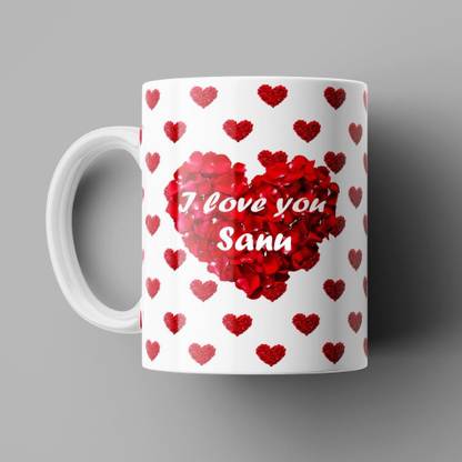 Beautum I Love You Sanu Romantic Name Ceramic White Coffee (350)ml Model No: BILU018925 Ceramic Coffee Mug