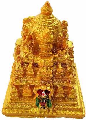 Sevenhillsstore Tirupati balaji temple clay made swarna gopuram (7 x 6 x 2.5 cm) Decorative Showpiece  -  7 cm
