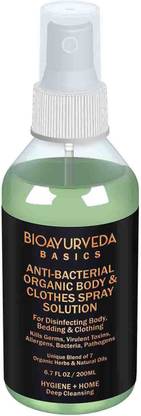 BIOAYURVEDA Anti-Bacterial Organic Body & Clothes Spray Solution | Organic & Natural Skin & Clothes Disinfectant Spray| Body and Clothes Sanitizer |Kills maximum germs, bacteria and viruses 200 ml