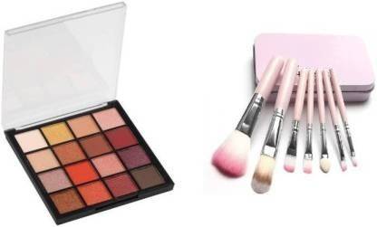 FLENGO Makeup Brush Set With Ultimate 16 Color Eye Shadow Palette