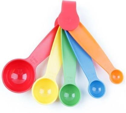 S Mark Smark 5 Pieces Multi Color Cooking Baking Measuring Spoons with Teaspoons_ Tablespoons Plastic Measuring Spoon Set