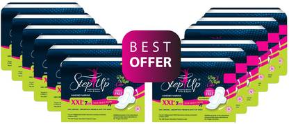 Stepup HARMFUL CHEMICAL FREE 310mm SANITARY PAD, NIGHT & DAY CARE, COMBO PACK OF 84 (12 PACKS x 7 PADS) Sanitary Pad