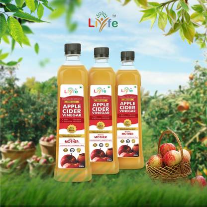 LIYFE Organic Apple Cider Vinegar - Raw, Unfiltered with Mother Vinegar Vinegar (750 ml) Vinegar