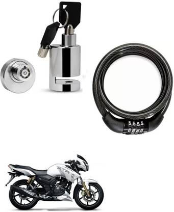 BikerValue Helmet Protection Bike Helmet Lock with Bike Disc Brake Lock with Keys for TVS Apache RTR 180 Combo