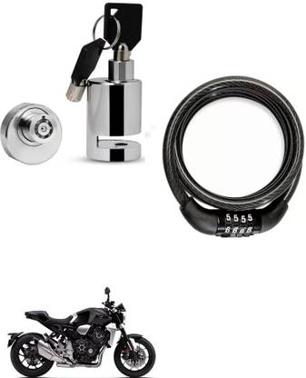 BikerValue Helmet Protection Bike Helmet Lock with Bike Disc Brake Lock with Keys for Honda CB 1000R Combo