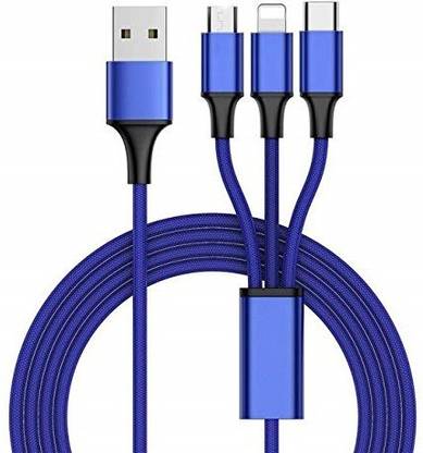 blue seed USB Type C Cable 2 A 1.2 m Multiple Device Charging Cable - 3 in 1 (IOS + Android + C Type) 1.2 m Micro USB Cable