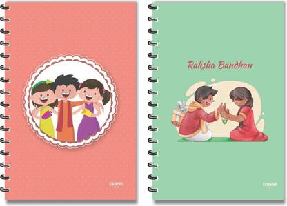 ESCAPER Raksha Bandhan Designer Diaries (Set of 2 Diaries - A5 Size) | Rakhi gift for sister | Gift Diary | Raksha bandhan Gifts for Sister | Rakshabandhan Gift for sister| Rakhi Gift Diary A5 Diary Ruled 160 Pages