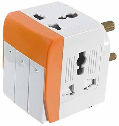 jamunesh 3 Sockets Socket 3 Switches(5A-250V) with Individual Switch and Indicator Extension Spike Buster Fuse Protected 3-in-1 Universal Travel Adapter Multi-Plug with Individual Switch (Multicolor) Three Pin Plug