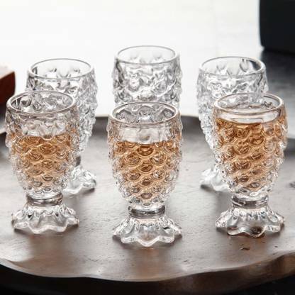 kiyan enterprise (Pack of 6) Pineapple Shape Shot Glass Set | Tequila Shot Glass | Espresso and Vodka Shots Glass | Crystal Clear Shot Glass - 50 ML (Pack of 6) Glass Set Shot Glass