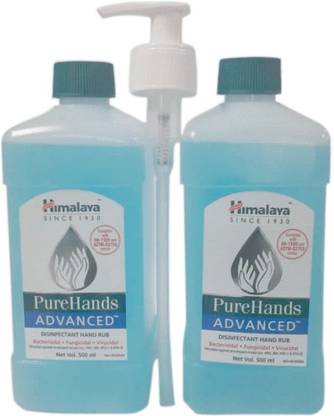 HIMALAYA Advanced pure Hand Rub 80% Alcohol, 500ml+500ml Hand Sanitizer Bottle