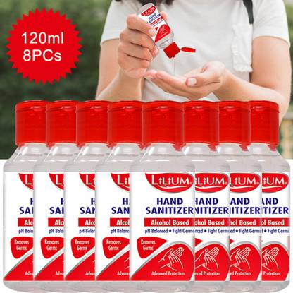 LILIUM Hand Cleanser, 120ml (Pack of 8) Hand Sanitizer Bottle