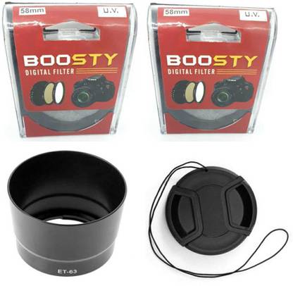 BOOSTY 2pcs lens UV + Lens cap + lens hood for 18-55mm and 55-250mm Lens  Lens Hood
