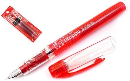 PLATINUM Preppy Red Ink Cartridge & 03 Fine Fountain Pen