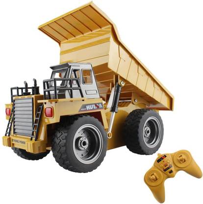 ALLAMWAR RC Truck 6 Ch 2.4G Alloy Remote Control Dump Truck 4 Wheel Driver Mine Construction Vehicle Toy Machine Model with LED Light