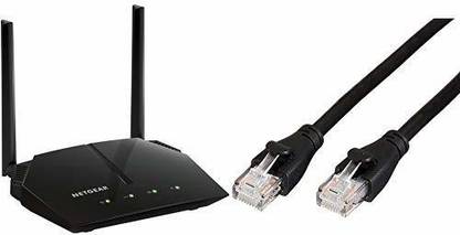 NETGEAR AC1000 Dual Band Smart WiFi Router with AmazonBasics Cat-6 Ethernet Patch Cable - 5 Feet (1.5 Meters) Router 2.4 GHz 100 Mbps Wifi Speed Single Band Internal Antenna Ethernet (Cable Broadband)