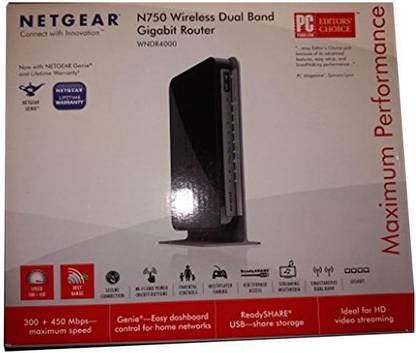 NETGEAR WNDR4000 N750 Dual Band Gigabit Wireless Router Router 2.4 GHz 100 Mbps Wifi Speed Single Band Internal Antenna Ethernet (Cable Broadband)