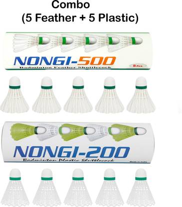 Nongi 500 Combo Feather and Plastic Shuttle  - White