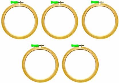 Udhayam Wooden Embroidery Ring Frame Hoop Size 6 Inches 5 Pcs Combo