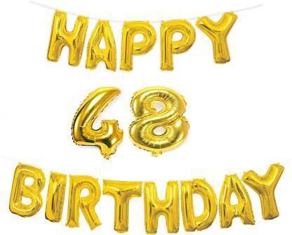 Offer99 Solid Happy Birthday with Number " 48 " Decoration Golden Foil Balloons for Birthday/Party & Decorations Letter Balloon Letter Balloon