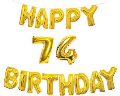 Offer99 Solid Happy Birthday with Number " 74 " Decoration Golden Foil Balloons for Birthday/Party & Decorations Letter Balloon Letter Balloon