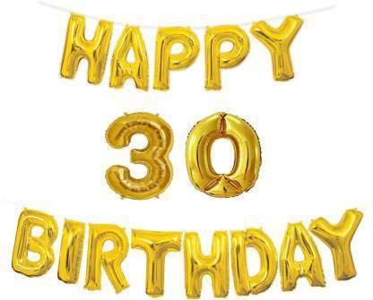 Offer99 Solid Happy Birthday with Number " 30 " Decoration Golden Foil Balloons for Birthday/Party & Decorations Letter Balloon Letter Balloon