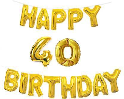 Offer99 Solid Happy Birthday with Number " 40 " Decoration Golden Foil Balloons for Birthday/Party & Decorations Letter Balloon Letter Balloon