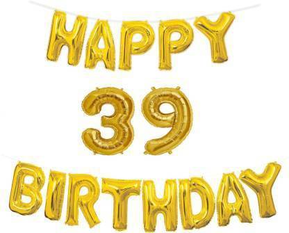 Offer99 Solid Happy Birthday with Number " 39 " Decoration Golden Foil Balloons for Birthday/Party & Decorations Letter Balloon Letter Balloon