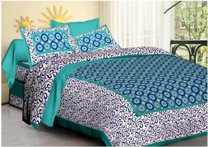shree sd creation Cotton Double Flat 140 TC Jaipuri Prints Bedsheet
