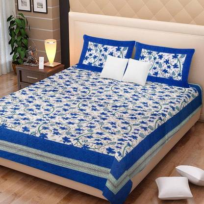 Satrim 280 TC Cotton King Jaipuri Prints Flat Bedsheet