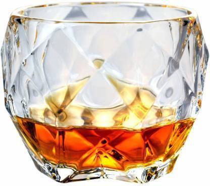 SURYAFASHION (Pack of 2) Diamond Shaped Whiskey Royal Glass Unique Cool Crystal Rocks Whiskey Glasses for Scotch, Bourbon, Vodka, Liquor (310 ml) (Peck of 2) Glass Set Whisky Glass